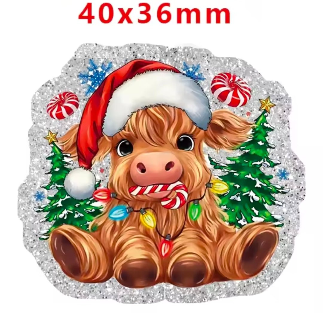 New 1 Count Glitter Acrylic Flatback Christmas