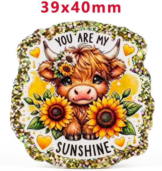 Glitter Acrylic Flatback- Acrylic Planer Resin Charm- Animal Cow