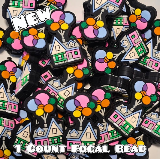 New 1 Count Focal Bead Up House