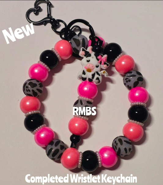 New Completed Keychain Wristlet Custom Handmade Cows