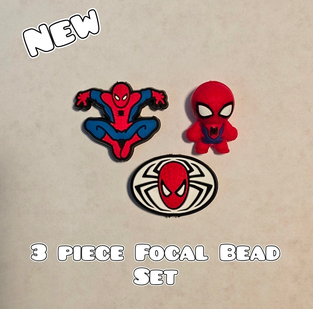 New 3 Count Focal Bead 3 piece spiderman set