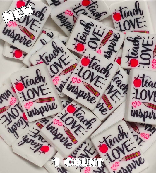 New 1 Count Focal Bead Printed Teach Love Inspire