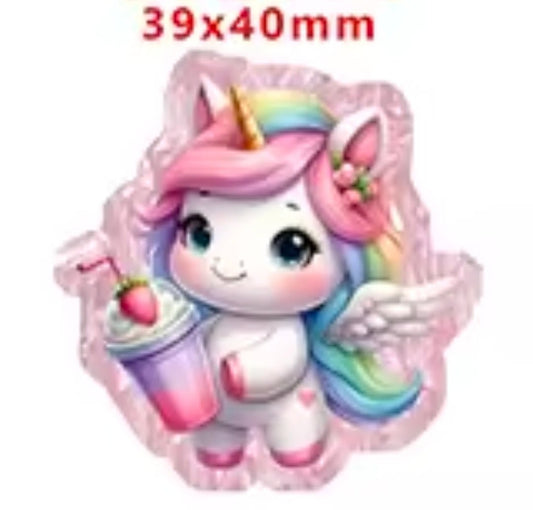 Glitter Acrylic Flatback- Acrylic Planer Resin Charm- Unicorn Anmial