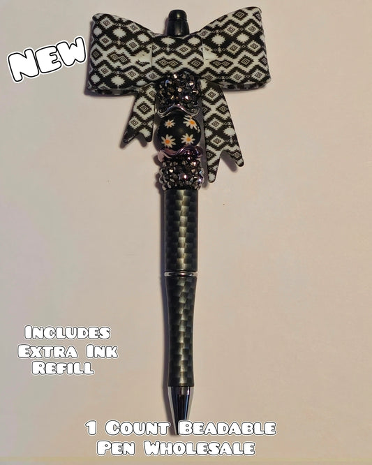 Wholesale Beadable Pens 1 Count Big Bow Country Black Aztec Style Completed Pen