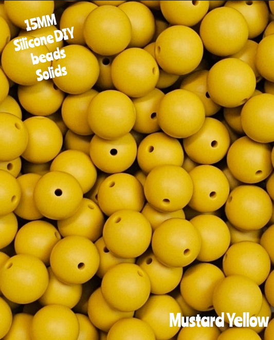 15mm DIY Silicone Solids 1 Count Mustard Yellow