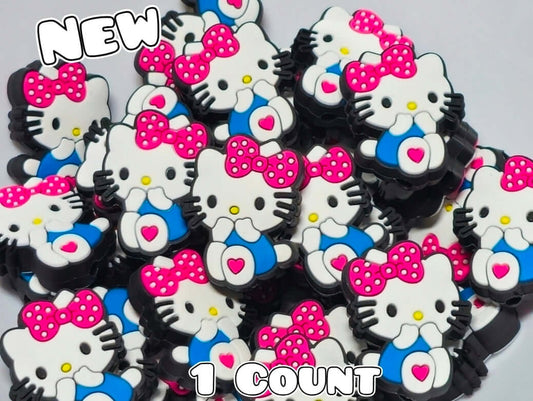 New 1 Count Hello Kitty Pink Bow Focal Bead