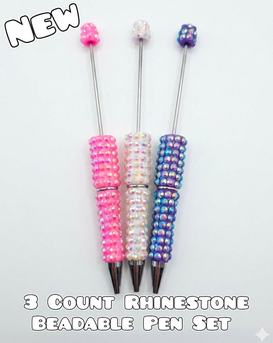 3 Count Handmade Rhinestone Beadable Pen Blank Set