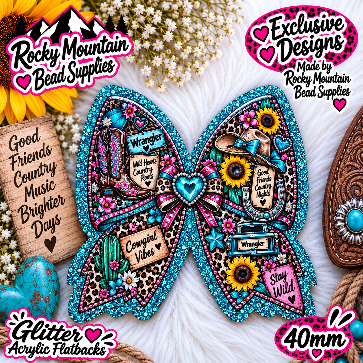 Shop Exclusive 1 Count Custom Exclusive Glitter Acrylic Flatback 40mm