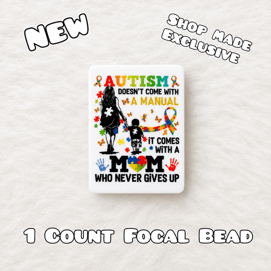 New 1 Count Focal Bead Autism Mom