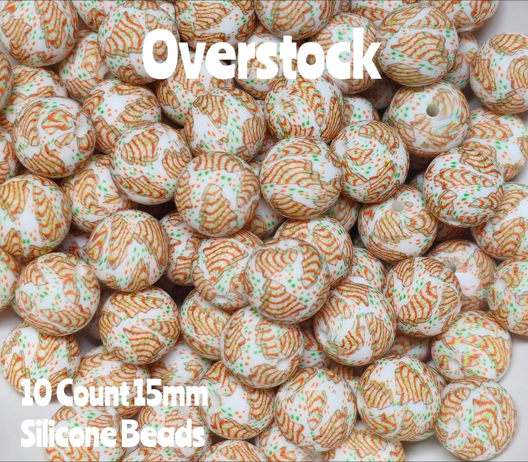 10 Count DIY 15MM Silicone Printed Beads Bead Supplies Little Debbie Tree Cake Makes them around .20 cents each