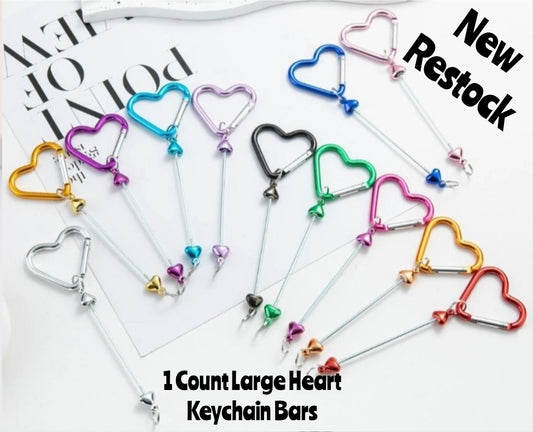 New Restock 1 Count Beadable Heart Keychains DIY Craft Supplies Popular Larger Sized
