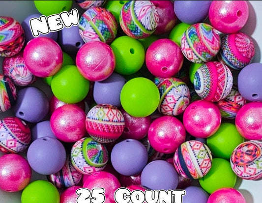 25 Count Silicone Bead Mix Opal Watermelon