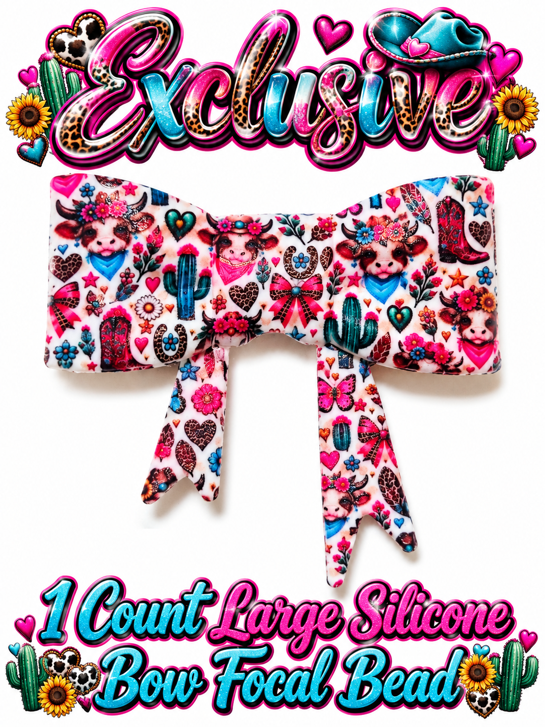 New Shop Exclusive 1 Count Large Silicone Bow COW
