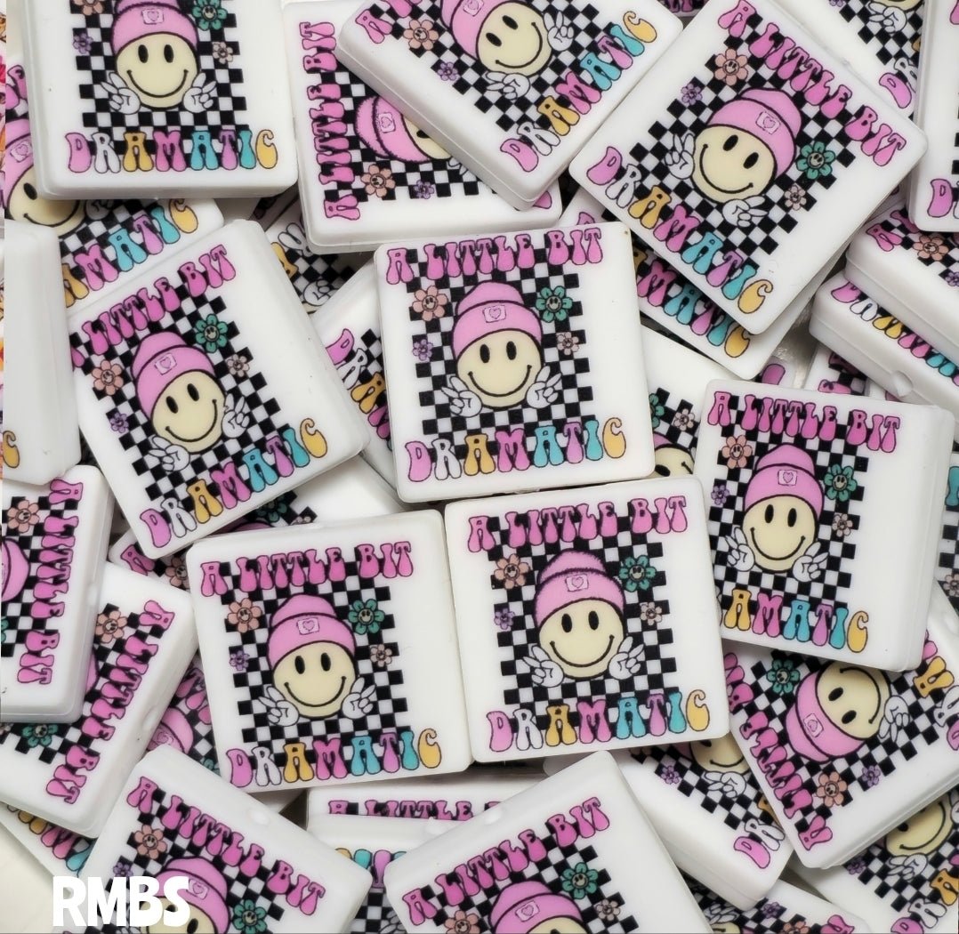 DIY Silicone Printed Focal Beads - 1 Count Bead Charms Craft Supplies Smiley Face Dramatic