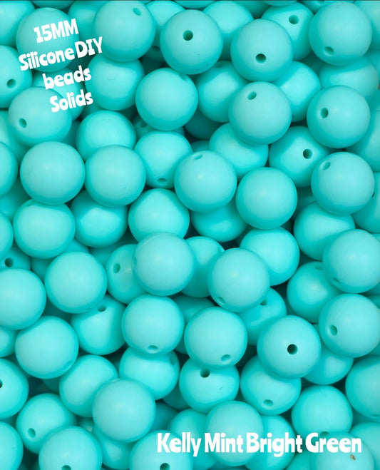 15mm DIY Silicone Solids 1 Count Kelly Mint Bright Green