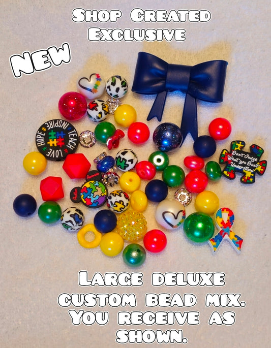Deluxe Large Silicone & Acrylic Bead Mix Autism Bows