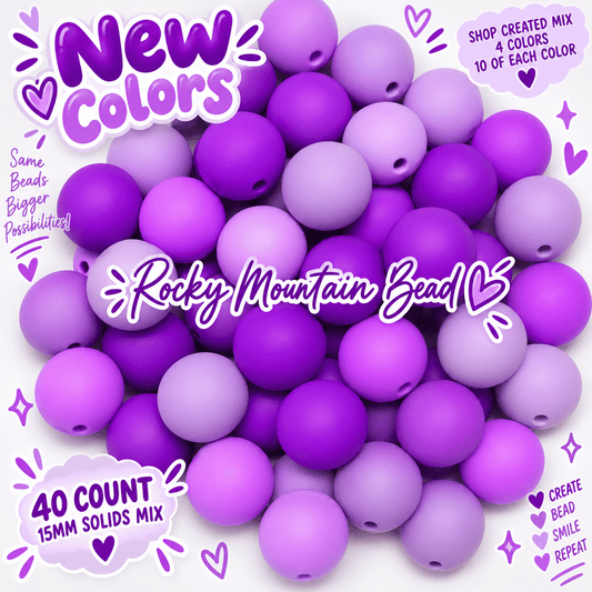 New purple tones 15 mm silicone solid bead mix- 40 count