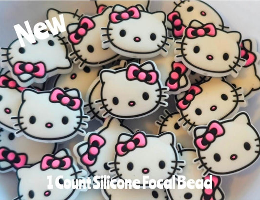 New 1 Count Focal Bead Hello Kitty Pink