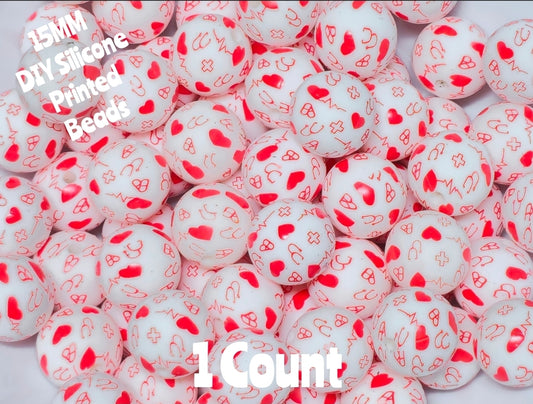 New 1 Count 15mm Printed Beads Medical DIY beads