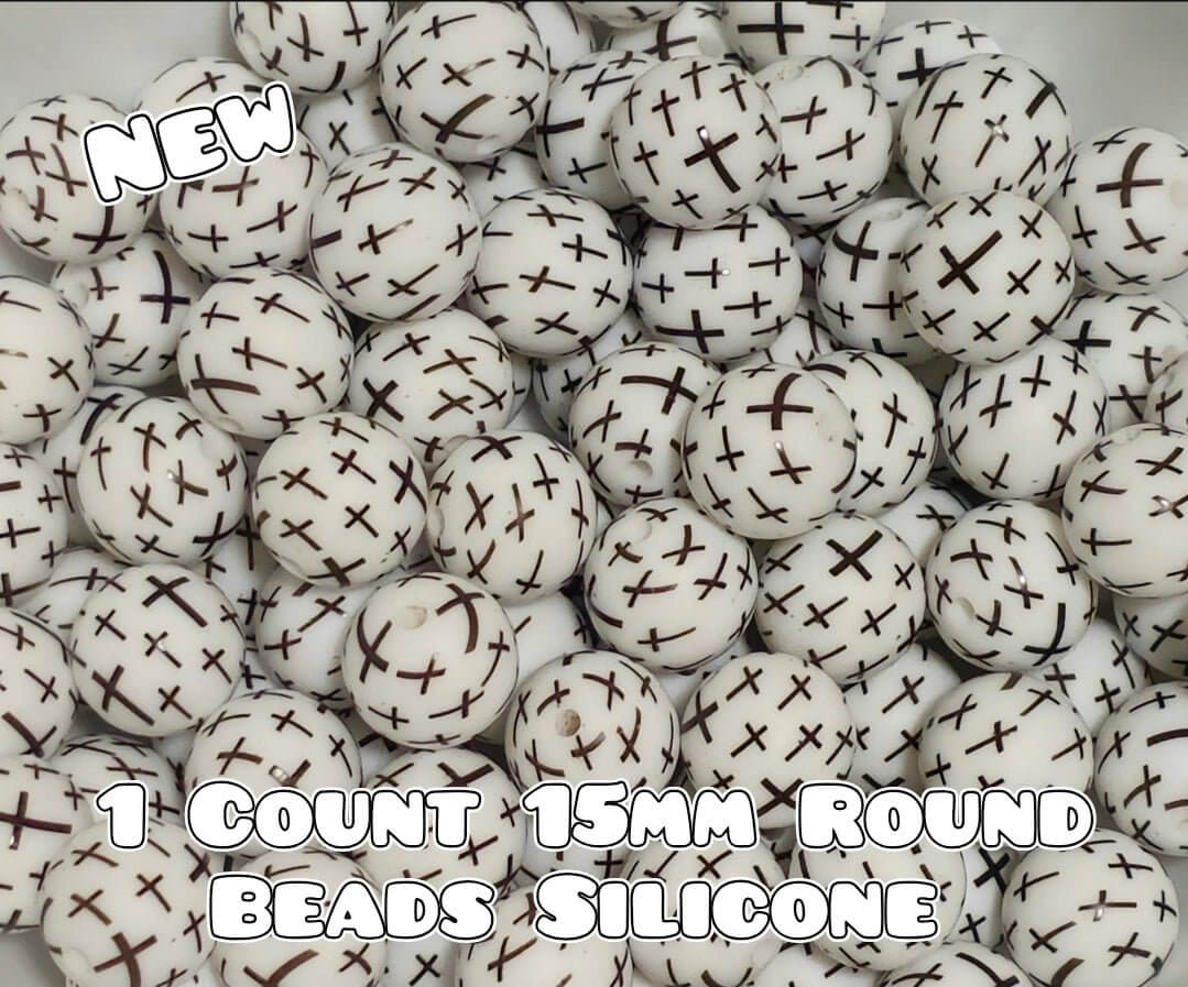 Nuevas cuentas de silicona impresas de 15 mm, 1 unidad, CRUZ NEGRA