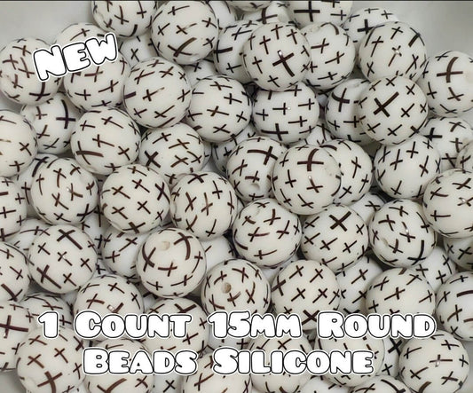 Nuevas cuentas de silicona impresas de 15 mm, 1 unidad, CRUZ NEGRA
