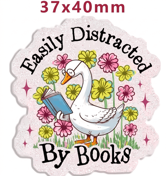 Glitter Acrylic Flatback- Acrylic Planer Resin Charm- Goose Books