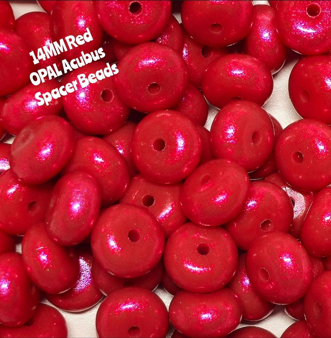 1 Count DIY 14 MM RED Silicone OPAL Acubus Spacer Beads Craft Supplies