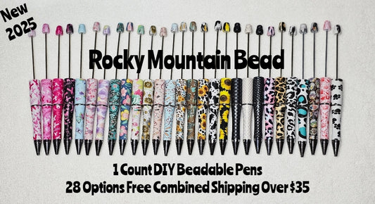 New 1 count printed plastic beadable pens