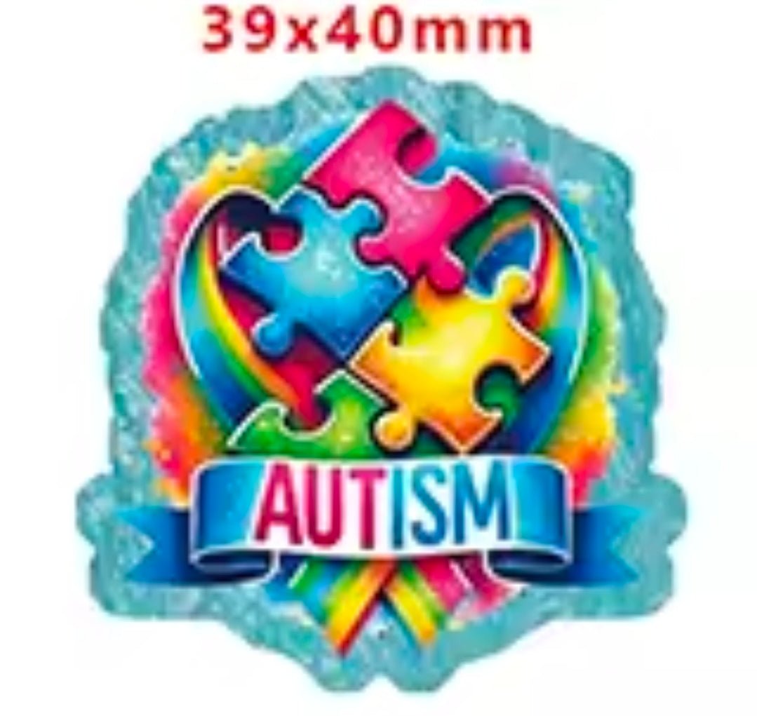 Glitter Acrylic Flatback- Acrylic Planer Resin Charm Autism