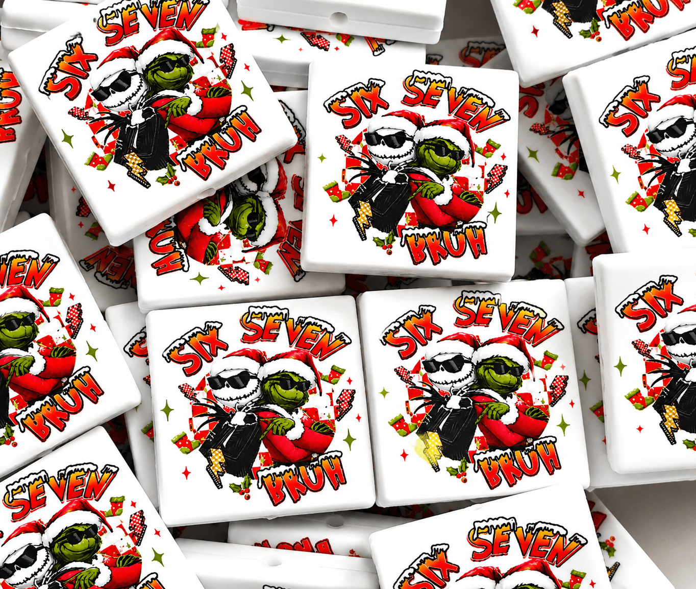 New Shop Made 1 Count Printed Silicone Focal Bead Grinch