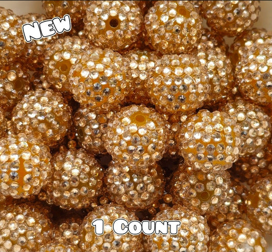 20MM New 1 Count Acrylic Rhinestone Beads GOLD