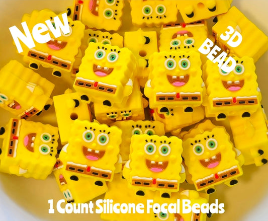 New 3D SpongeBob Focal Beads 1 Count DIY Bead Supplies