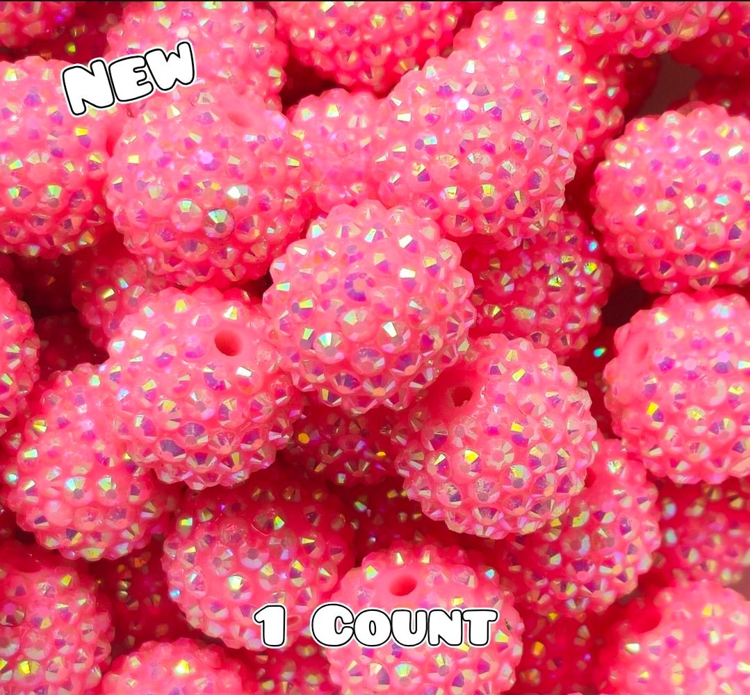 20MM New 1 Count Acrylic Rhinestone Beads PASTEL BOLD PINK