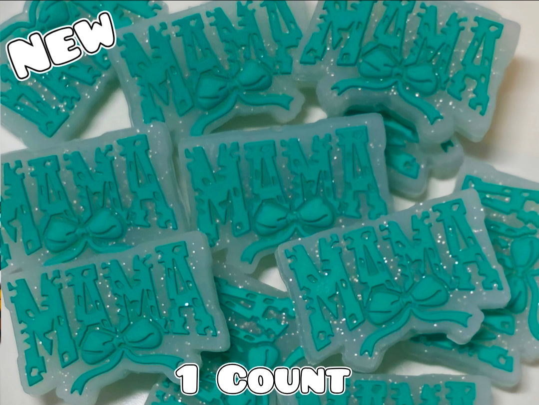 New 1 Count Focal Bead Mama Teal