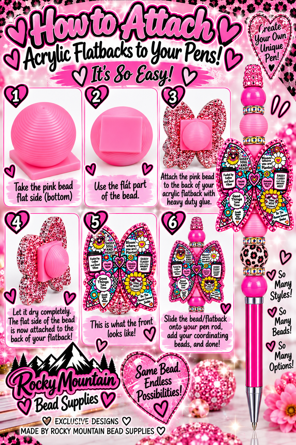 5 Count Bead attachments colors sent at random