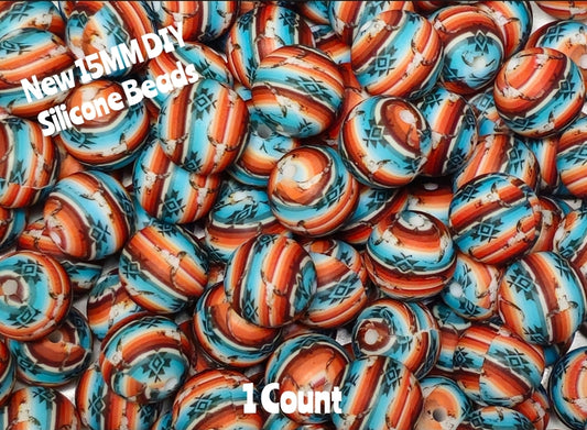 New 1 Count DIY Silicone Beads 15mm printed country western long horn serpe beadable accessories
