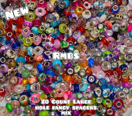 20 Count Fancy Large Hole 14mm Acrylic Spacer Beads