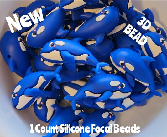 New 3D Dolphin Focal Beads 1 Count DIY Bead Supplies