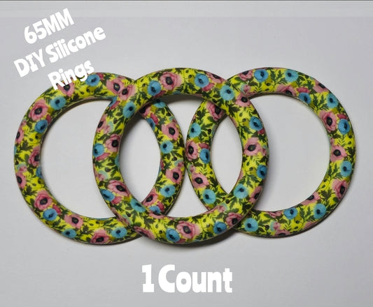 1 Count DIY 65MM Silicone Rings Craft Supplies Beadable Blanks Flowers