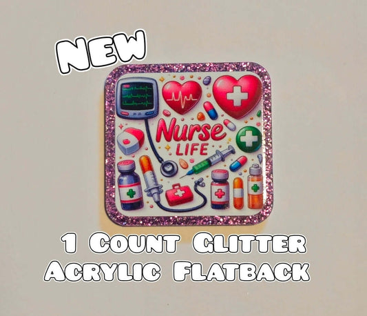 Glitter Acrylic Flatback- Acrylic Planer Resin Charm- Medical Nurse