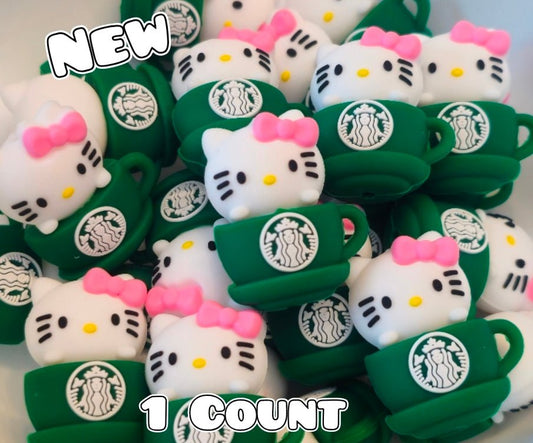 New 1 Count Focal Bead 3D Starbucks Hello Kitty