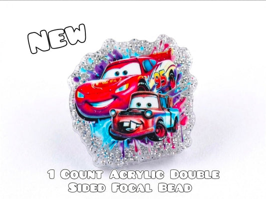 Cars ACRYLIC Focal Bead 1 COUNT Beadable Accessories