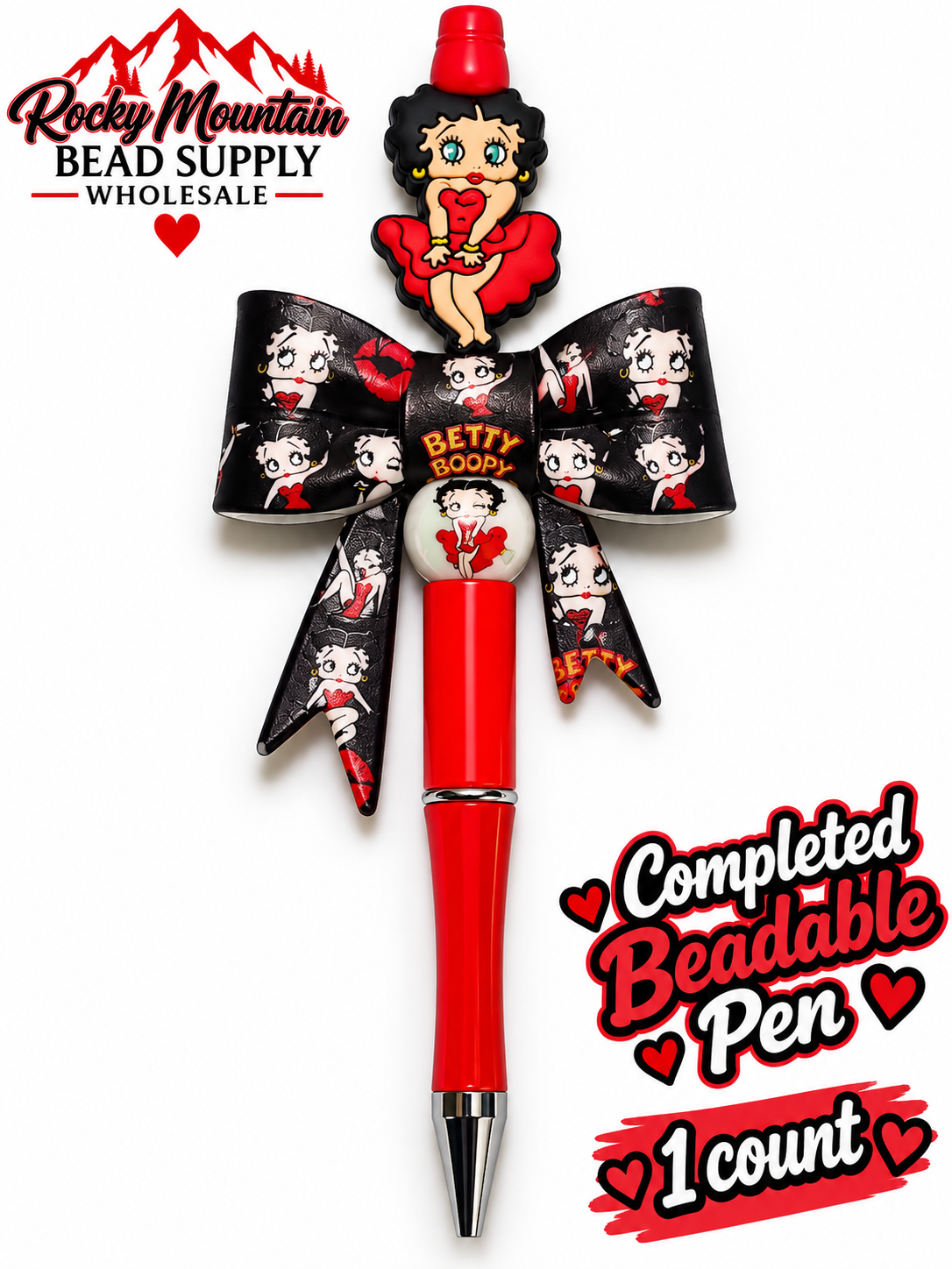 New 1 Count Completed Beadable Pen Exclusive Design  Wholesale Betty Boop