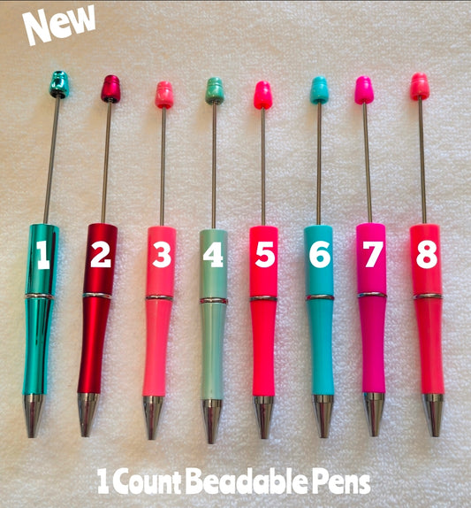 New 1 Count Plastic Beadable Pen DIY Beadable Craft Supplies Popular Colors Restock