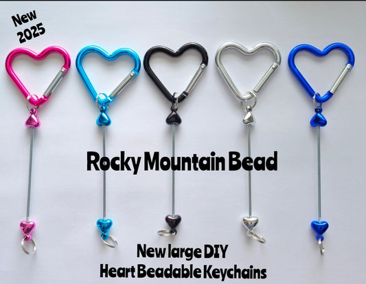 New 1 count larger heart clip beadable keychain