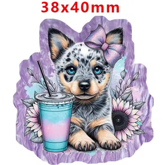 Glitter Acrylic Flatback- Acrylic Planer Resin Charm- Animal Dog