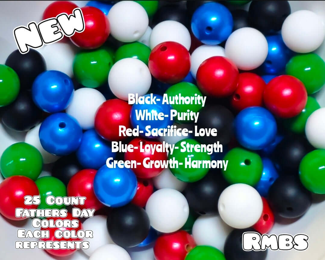 New 25 Count 15mm Solids Father's Day Mix Silicone Beads Solids, Glossy & Mettalics