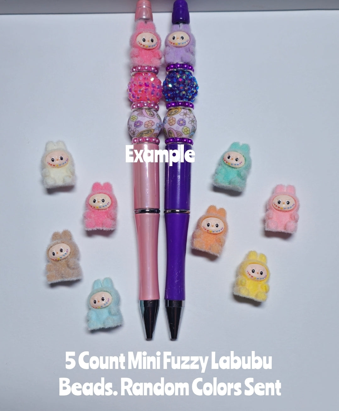 NEW DIY Mini RESIN Fuzzy Labubu Focal Beads 5 Count Craft Supplies