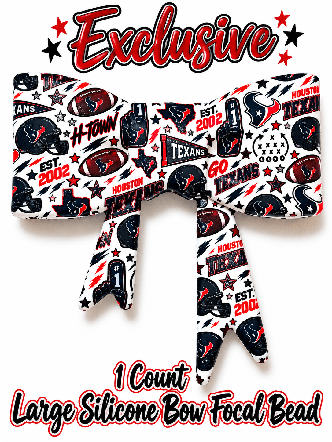 New Shop Exclusive 1 Count Large Silicone Bow FOOTBALL TEXANS
