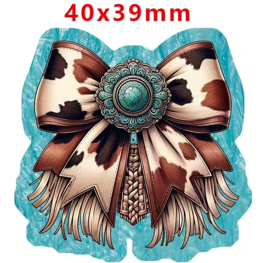Glitter Acrylic Flatback- Acrylic Planer Resin Charm- Country Bow
